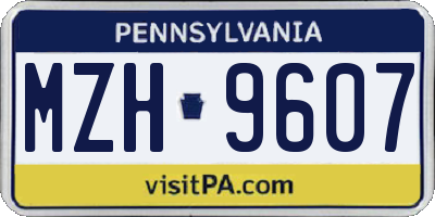 PA license plate MZH9607