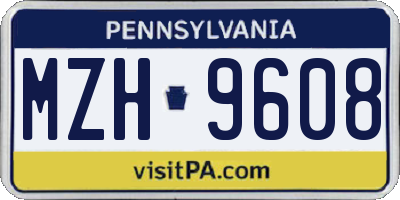 PA license plate MZH9608