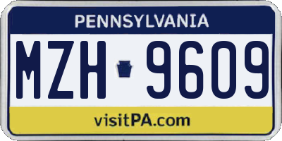 PA license plate MZH9609