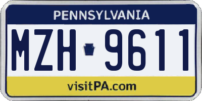 PA license plate MZH9611