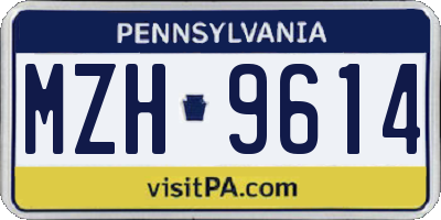 PA license plate MZH9614