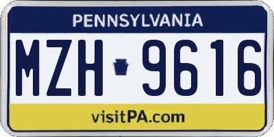 PA license plate MZH9616