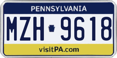 PA license plate MZH9618