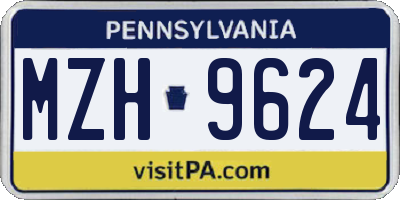 PA license plate MZH9624
