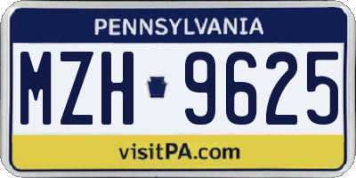 PA license plate MZH9625