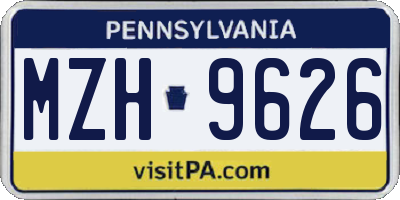 PA license plate MZH9626