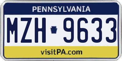 PA license plate MZH9633