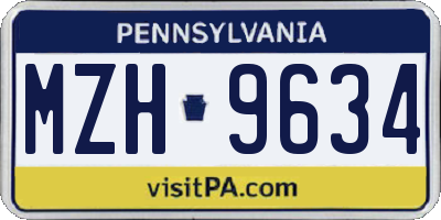 PA license plate MZH9634
