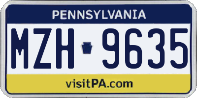 PA license plate MZH9635