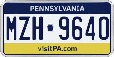 PA license plate MZH9640