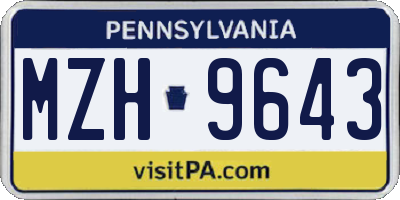 PA license plate MZH9643