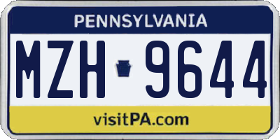 PA license plate MZH9644