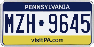 PA license plate MZH9645