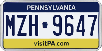 PA license plate MZH9647