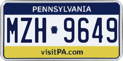 PA license plate MZH9649