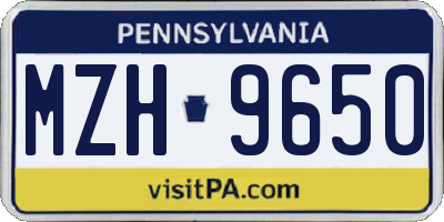 PA license plate MZH9650