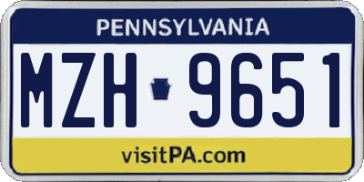 PA license plate MZH9651