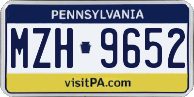 PA license plate MZH9652