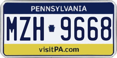 PA license plate MZH9668