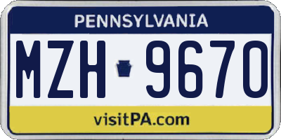PA license plate MZH9670