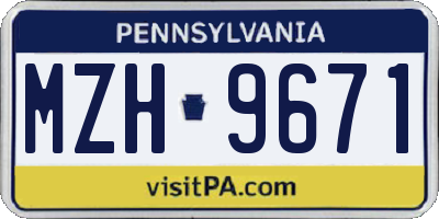 PA license plate MZH9671