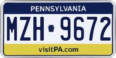 PA license plate MZH9672