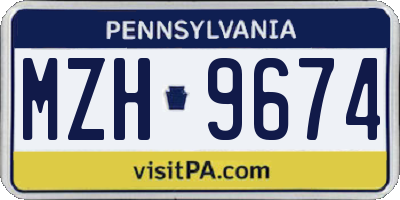 PA license plate MZH9674