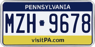 PA license plate MZH9678