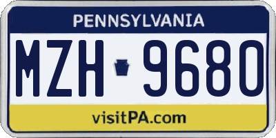 PA license plate MZH9680