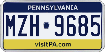 PA license plate MZH9685