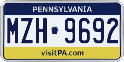 PA license plate MZH9692