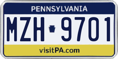 PA license plate MZH9701
