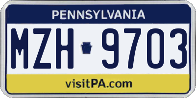 PA license plate MZH9703