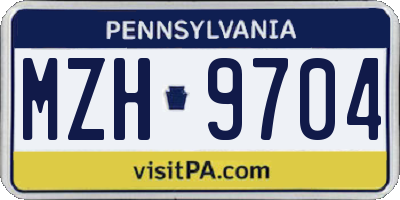 PA license plate MZH9704