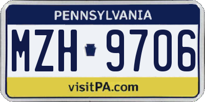 PA license plate MZH9706