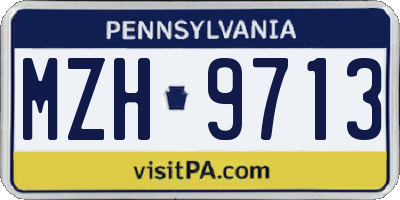 PA license plate MZH9713