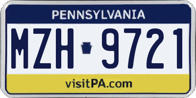 PA license plate MZH9721