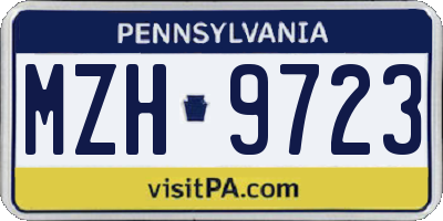 PA license plate MZH9723