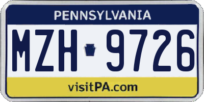 PA license plate MZH9726