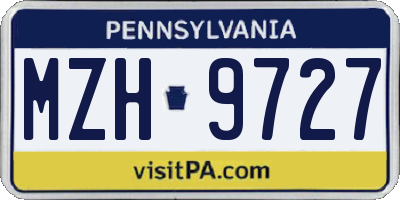 PA license plate MZH9727