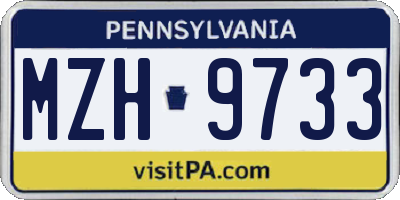PA license plate MZH9733