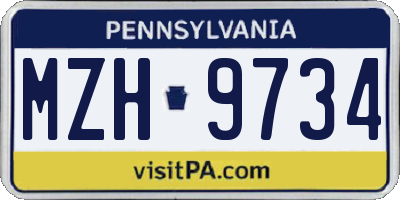 PA license plate MZH9734