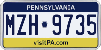 PA license plate MZH9735