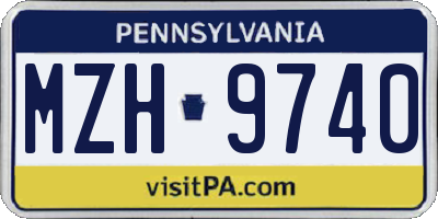 PA license plate MZH9740