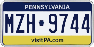 PA license plate MZH9744