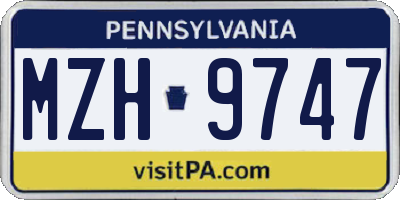 PA license plate MZH9747