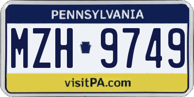 PA license plate MZH9749