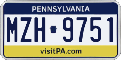 PA license plate MZH9751