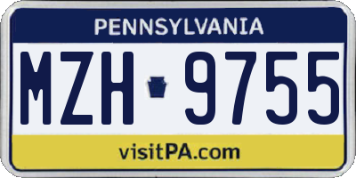 PA license plate MZH9755