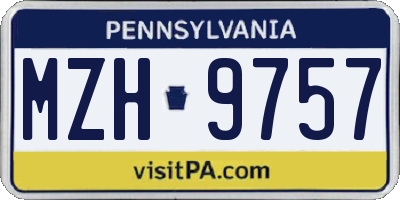 PA license plate MZH9757
